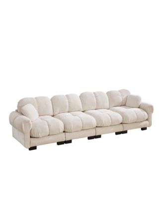 Chenille Cloud 4-Seater Sofa,Exquisite pillows and quilted back cushions