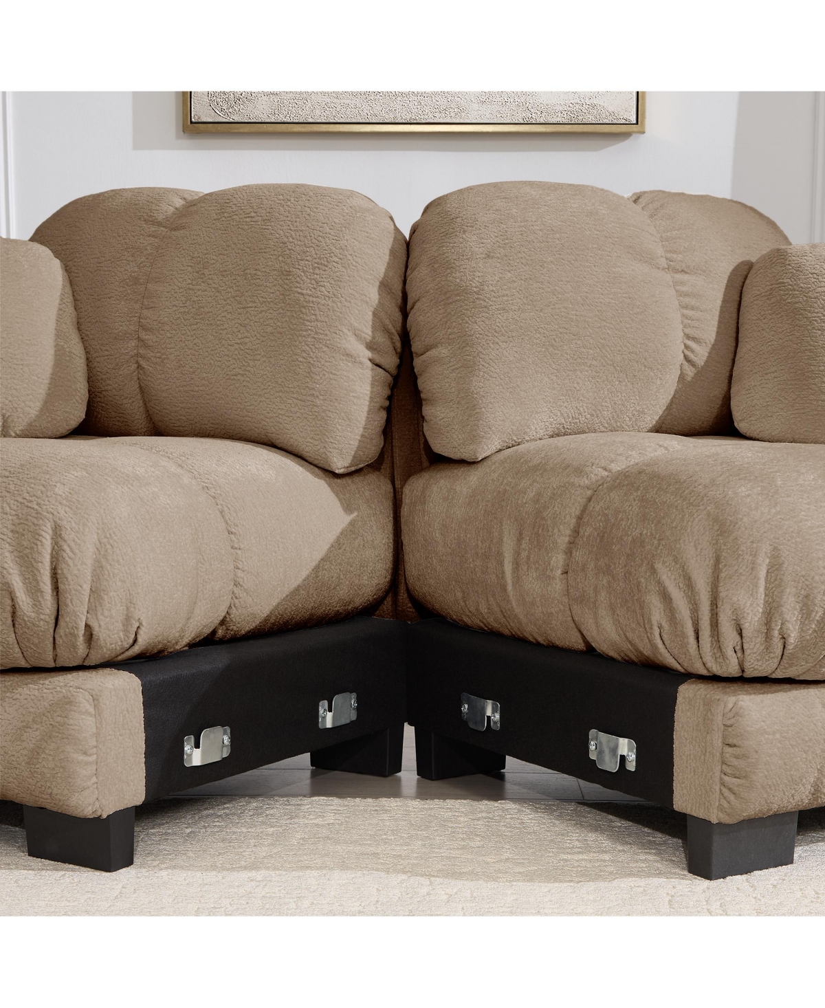 Clihome Chenille Cloud 4-Seater Sofa,Exquisite pillows and quilted back cushions