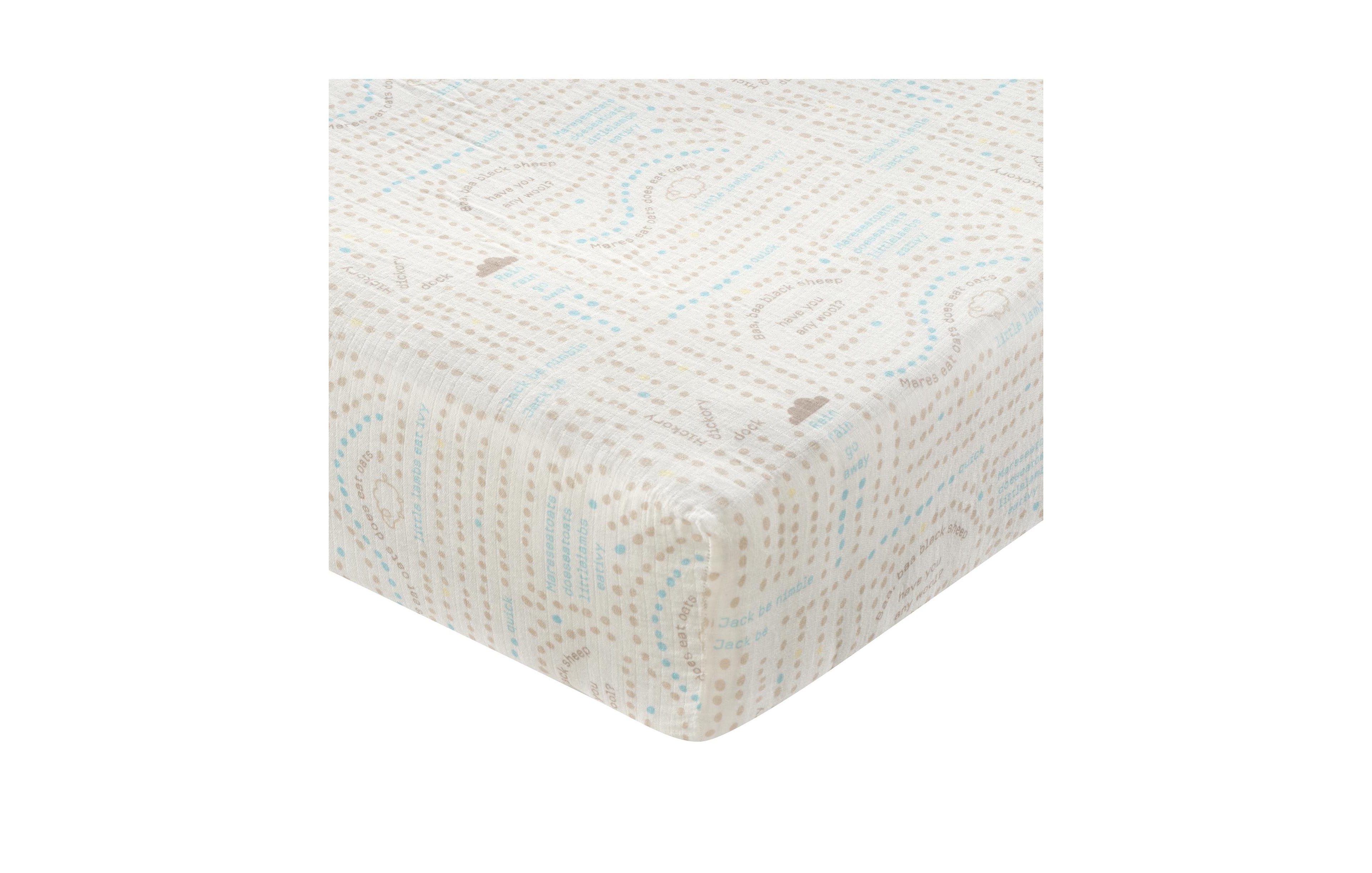 Lambs & Ivy Signature Organic Cotton Muslin Nursery Rhyme Fitted Crib Sheet