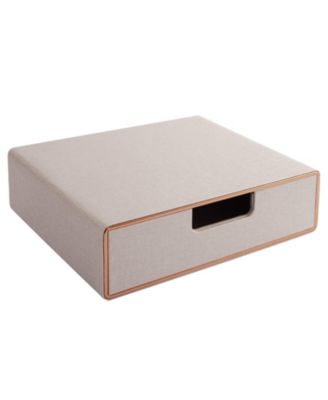 Faux Leather Stackable Drawer Organizer Desk File Storage For Home Office Supplies