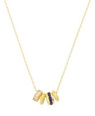 Cubic Zirconia Gold-Plated Rondelle Charm Pendant Necklace