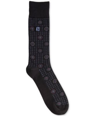 Men's Viscose from Bamboo-Blend Medallion Neat Logo Crew Socks