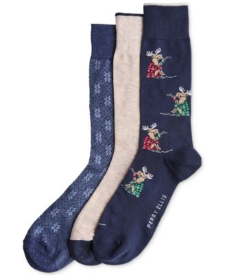 Men's Moose Flat-Knit Crew Socks, 3-Pack