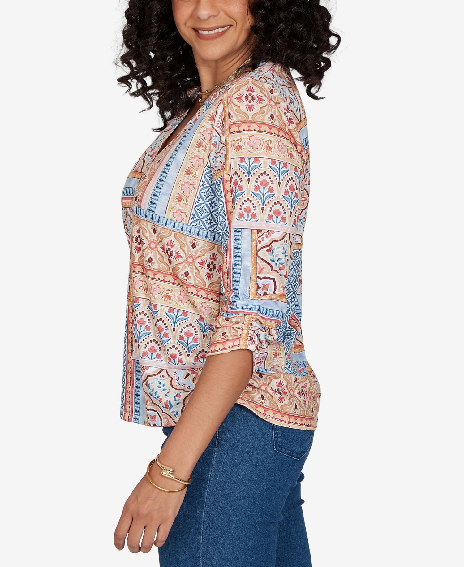 Petite Henley 3/4-Sleeve Top