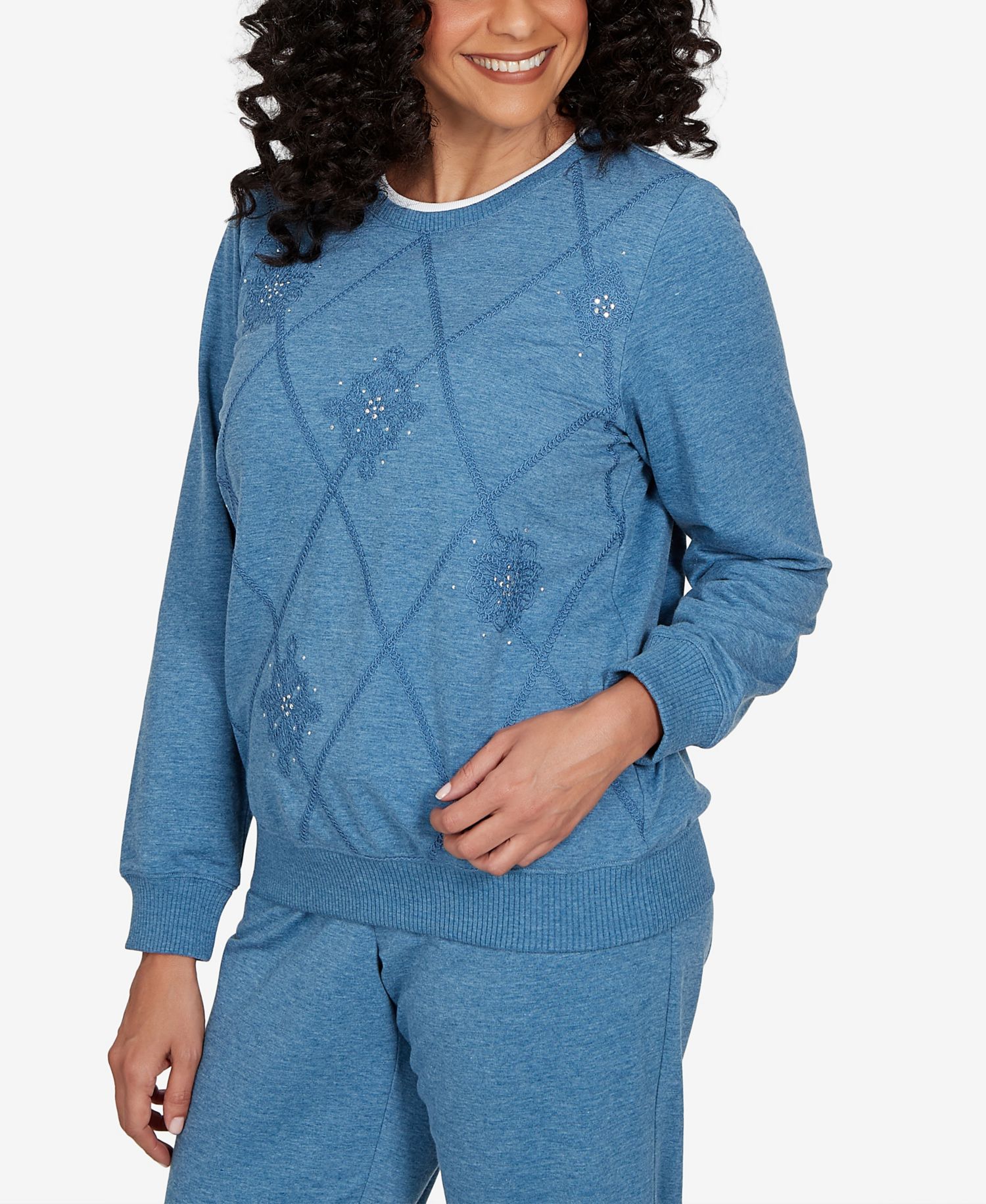 Petite Embroidered Long-Sleeve Pullover
