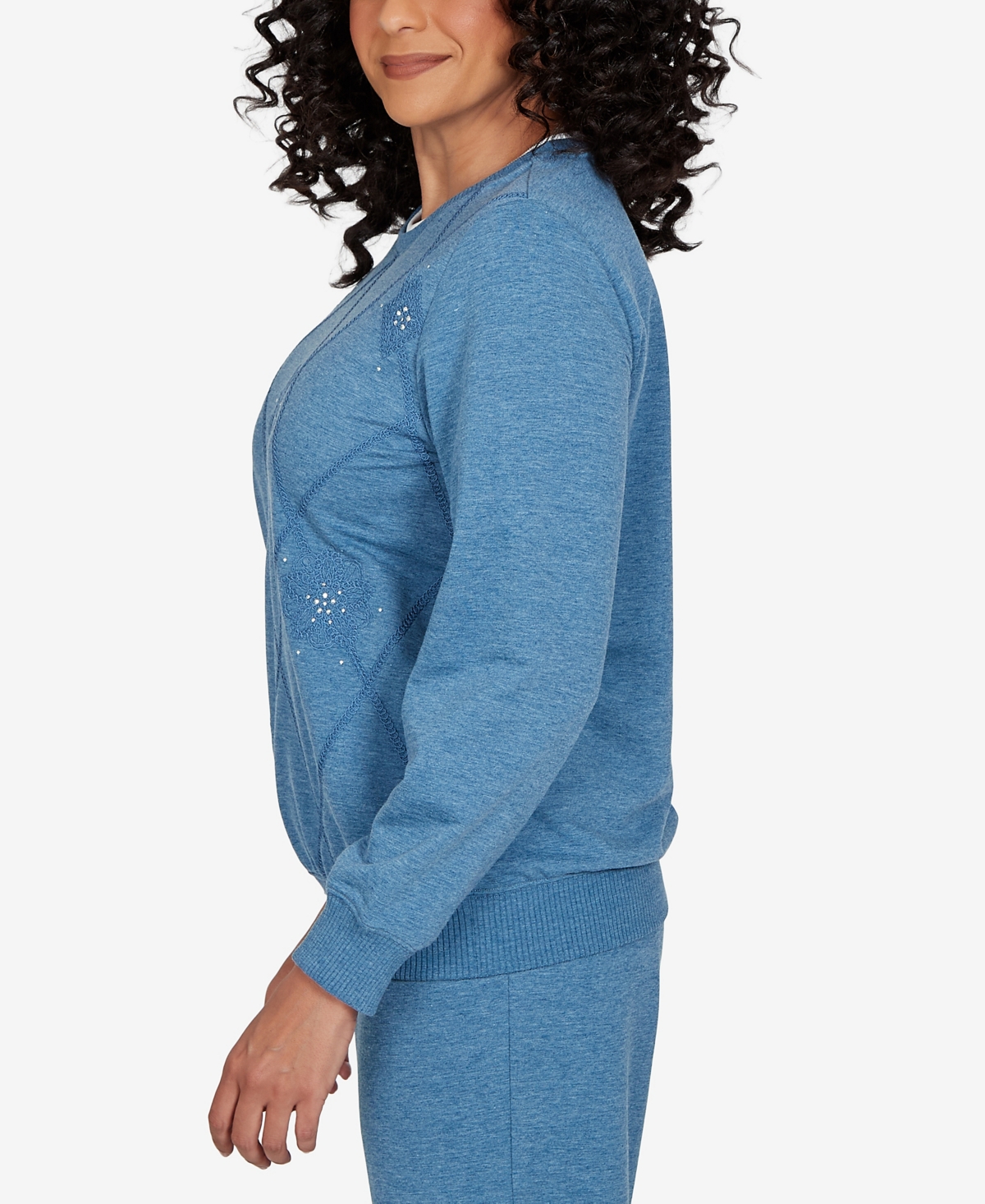 Alfred Dunner Women's Long-Sleeve Crewneck Argyle Pullover Top