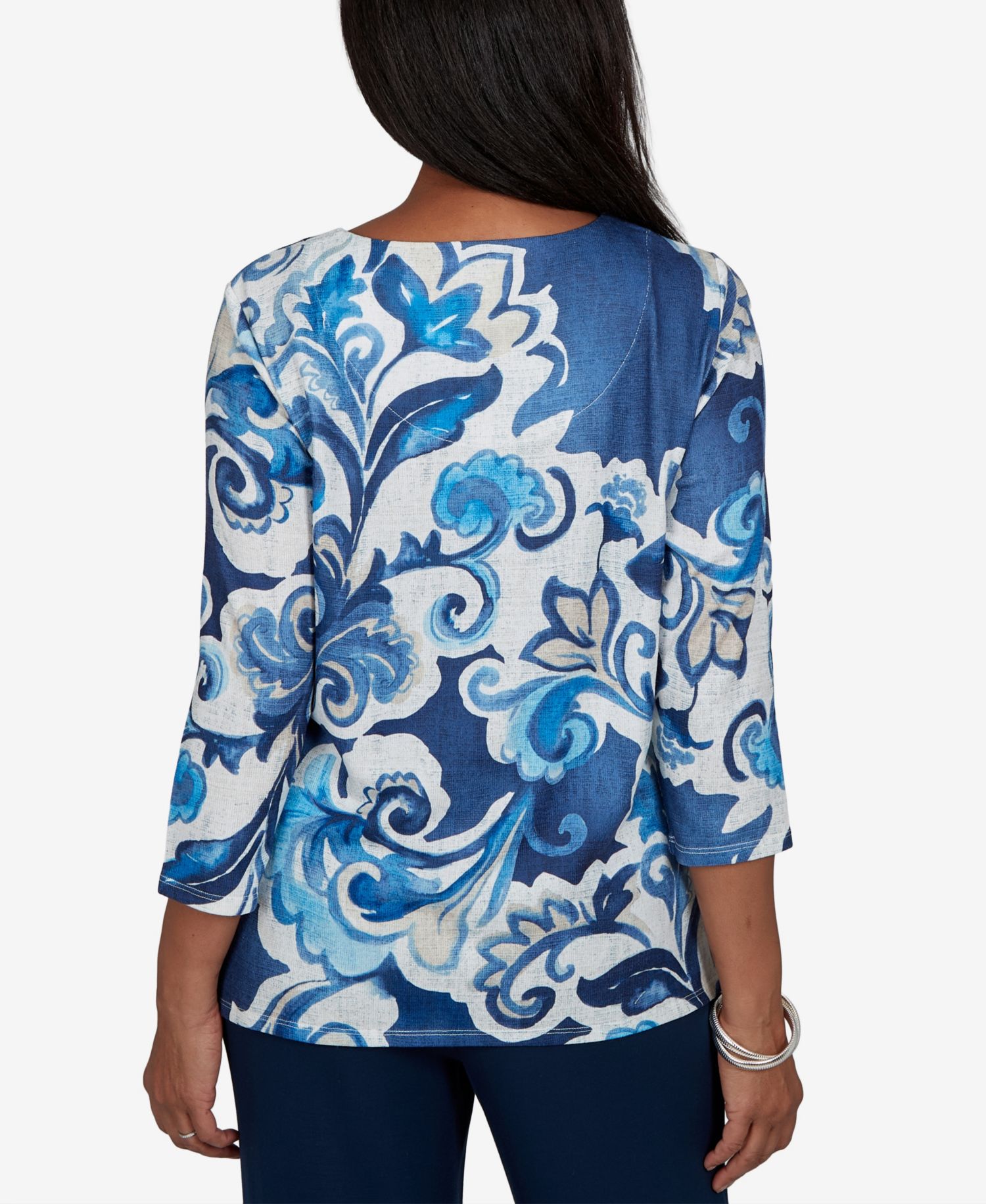 Women's 3/4-Sleeve Keyhole Neck Knit Top