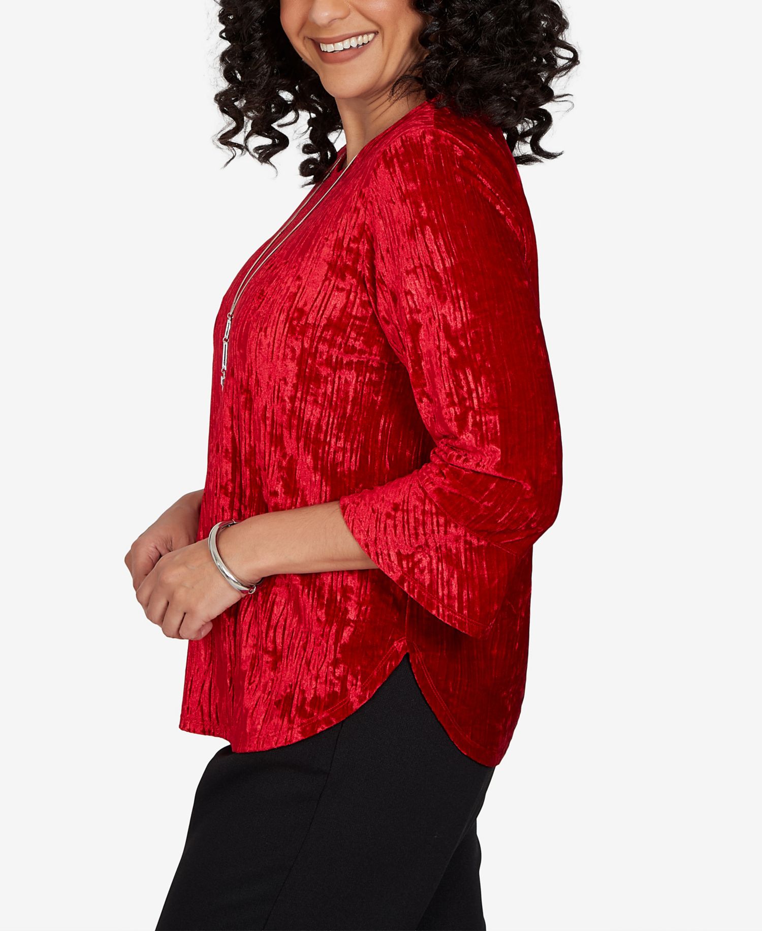 Women's 3/4-Sleeve Textured Knit Blouse