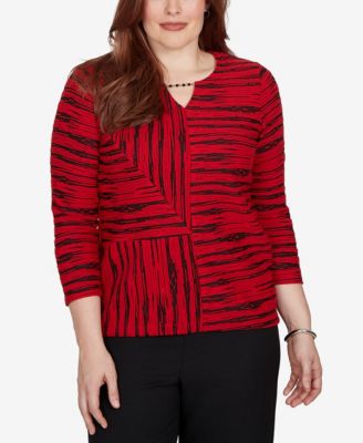 Women's Striped V-Neck 3/4-Sleeve Blouse