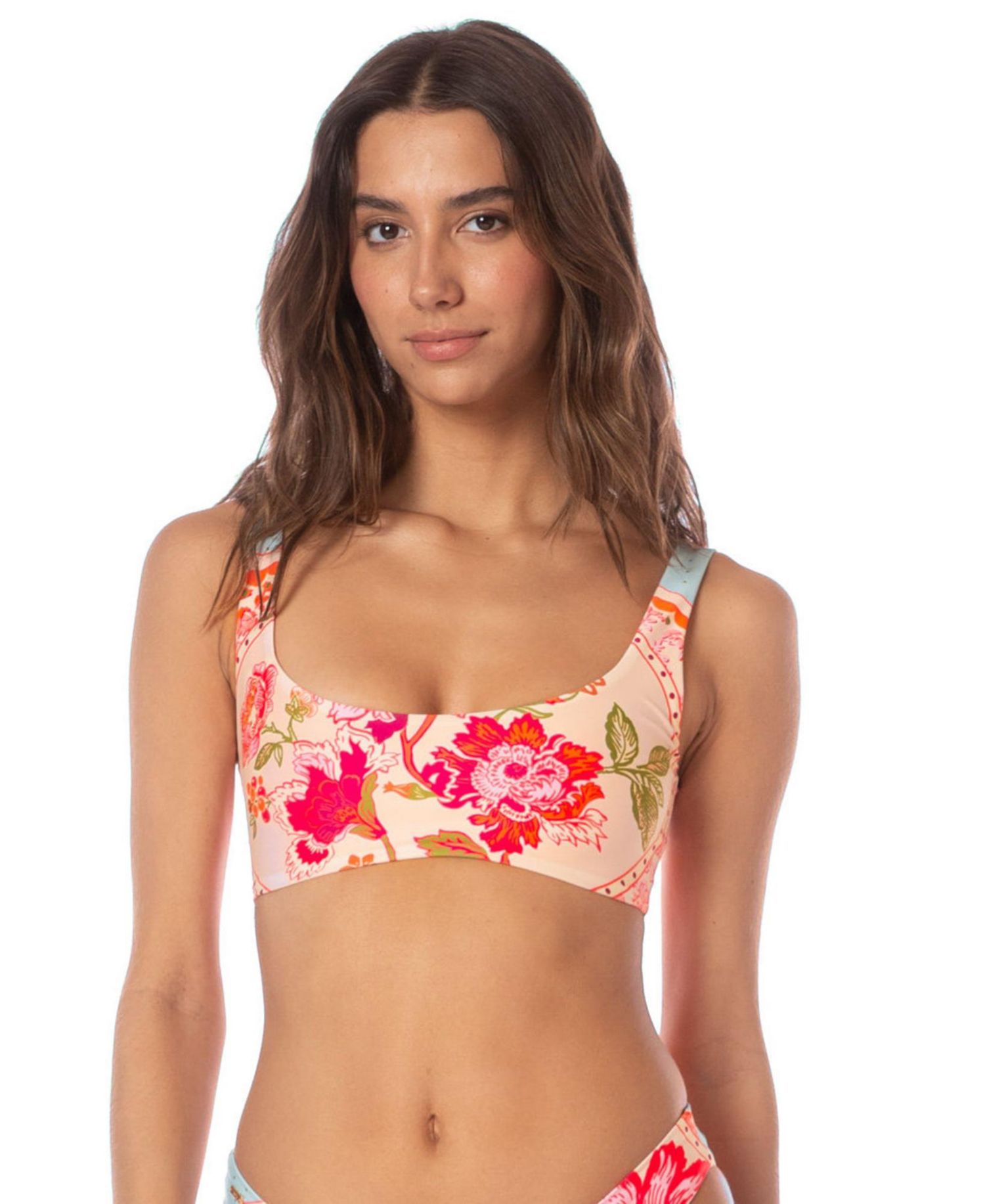 Women's Floral Groove Dazzle Lace-Up Bralette Bikini Top