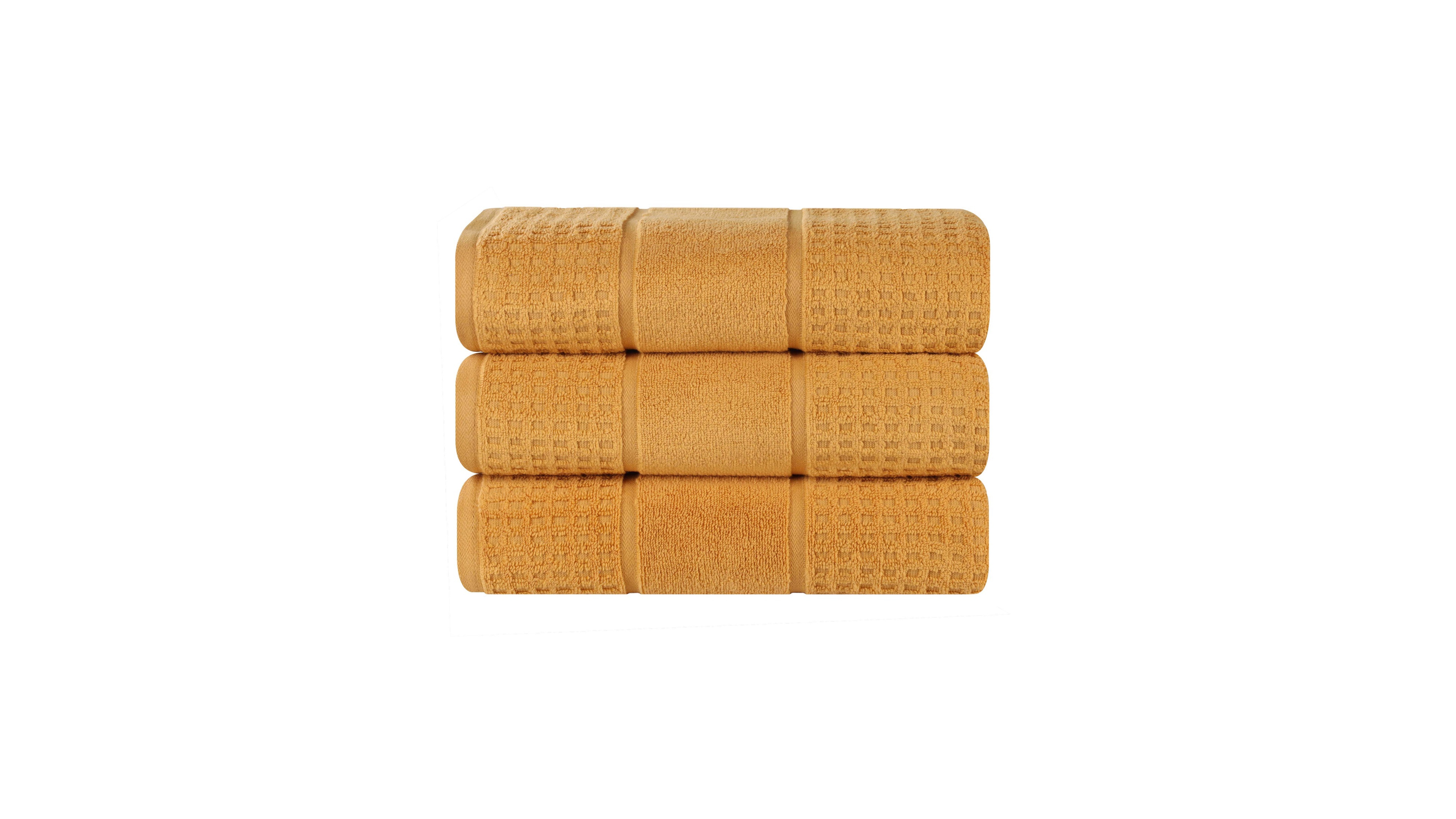 Superior Napa Zero Twist Waffle Honeycomb Plush Soft Absorbent 3-Piece Bath Towel Set