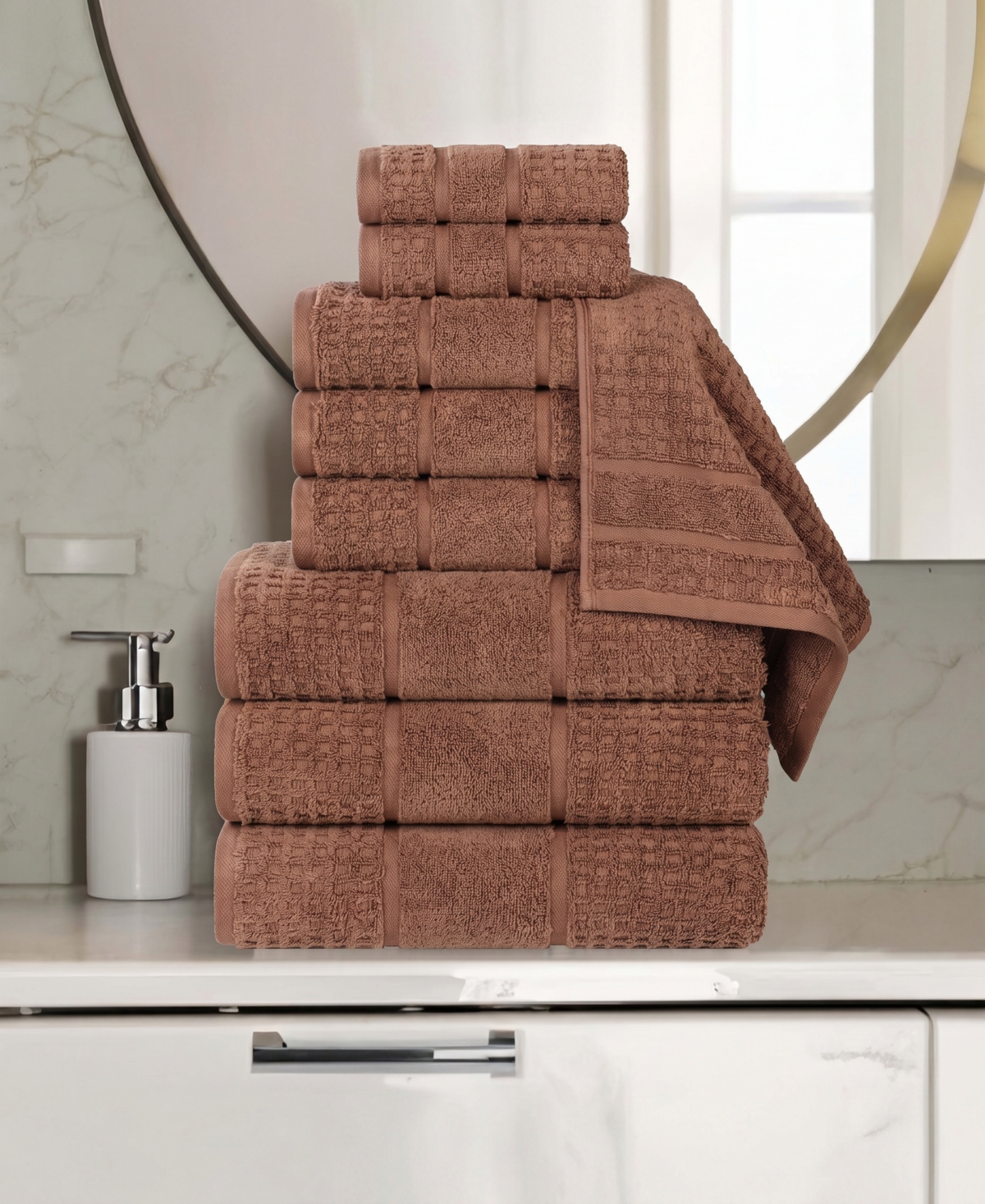 Superior Napa Zero Twist Waffle Honeycomb Plush Soft Absorbent 9-Piece Towel Set