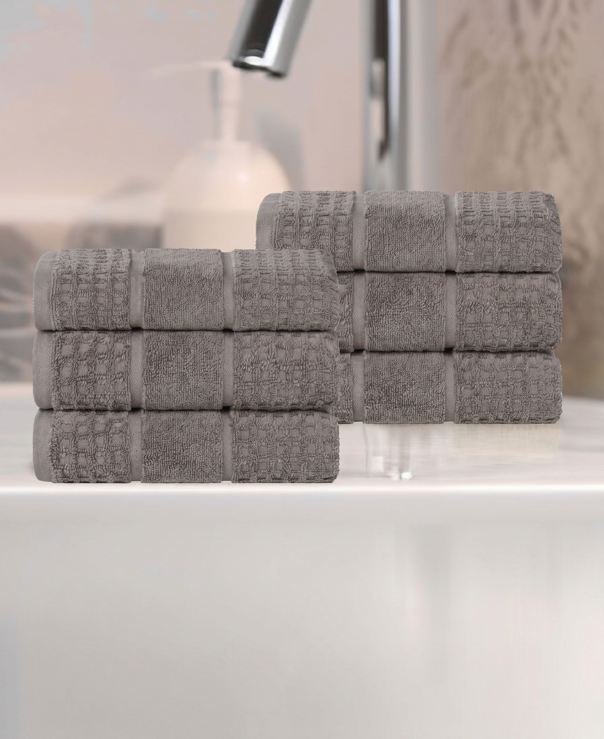 Superior Napa Zero Twist Waffle Honeycomb Plush Soft Absorbent 6-Piece Hand Towel Set
