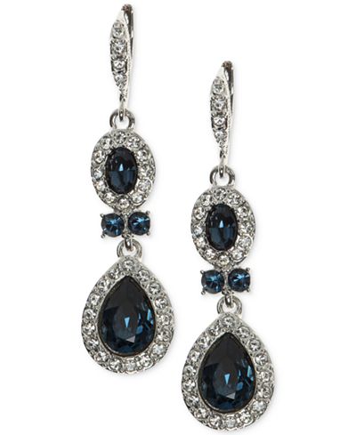 Givenchy Faceted Stone and Crystal Double Drop Earrings