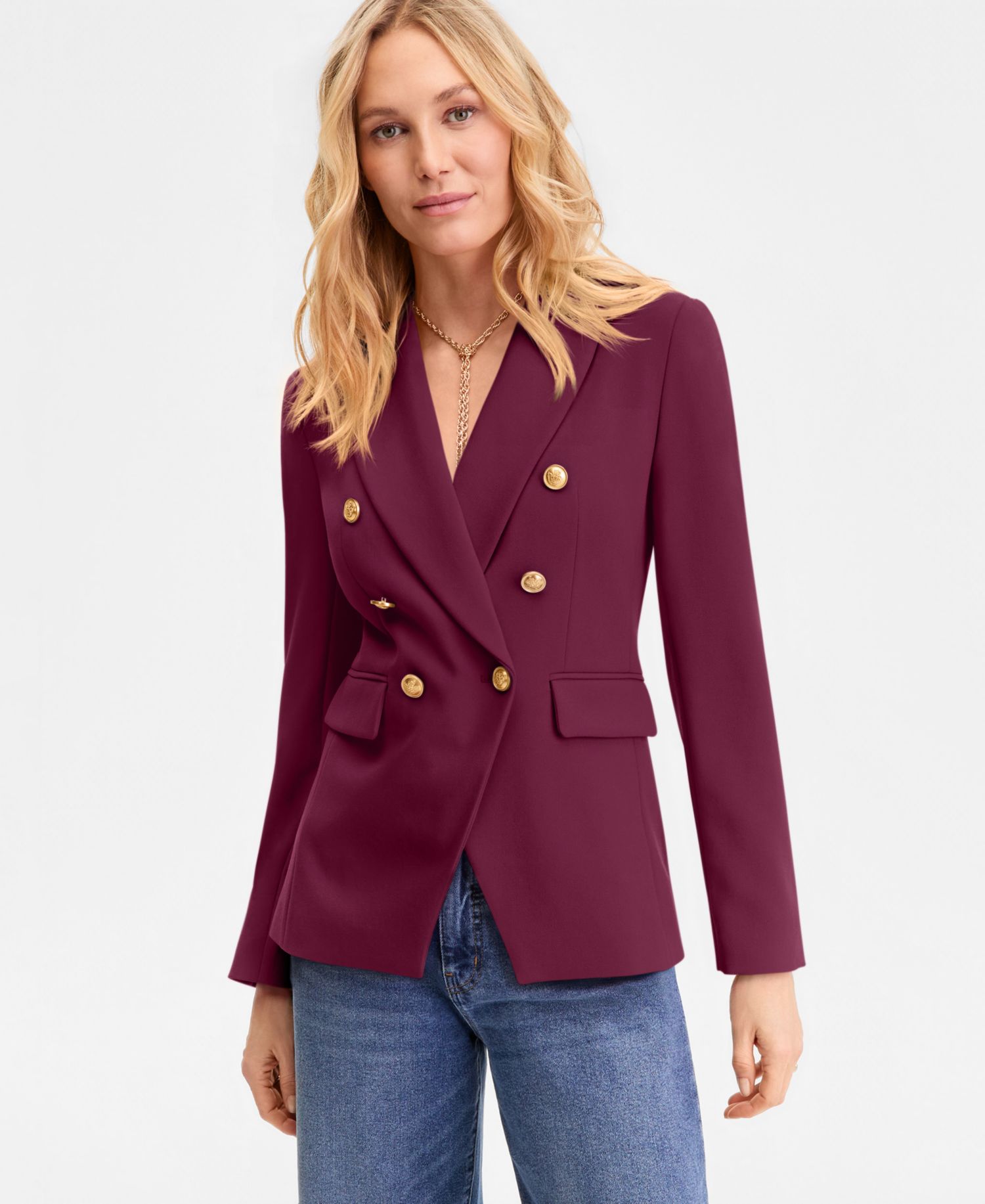 Plus Size Faux Double-Breasted Blazer