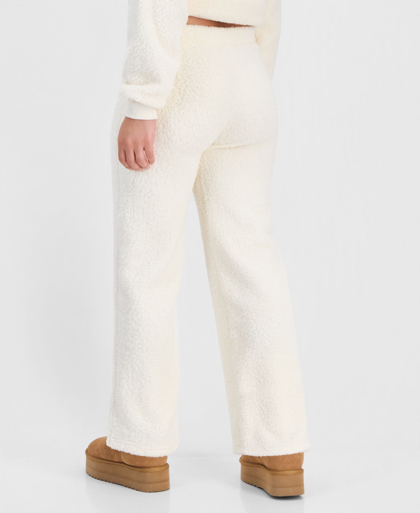 Женские брюки Grayson Threads, The Label Snoopy Sherpa Pull-On Wide-Leg, цвет: Молочно-белый — фото 3