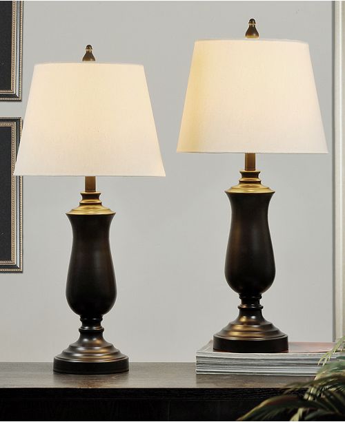 StyleCraft Set of 2 Dark Bronze Metal Table Lamps Lighting & Lamps