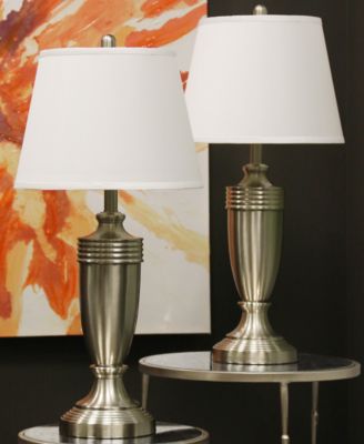 StyleCraft Set of 2 Brushed Steel Table Lamps