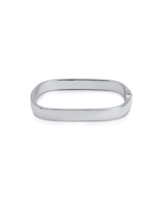Silver-Plated Rounded Square Cuff Bracelet