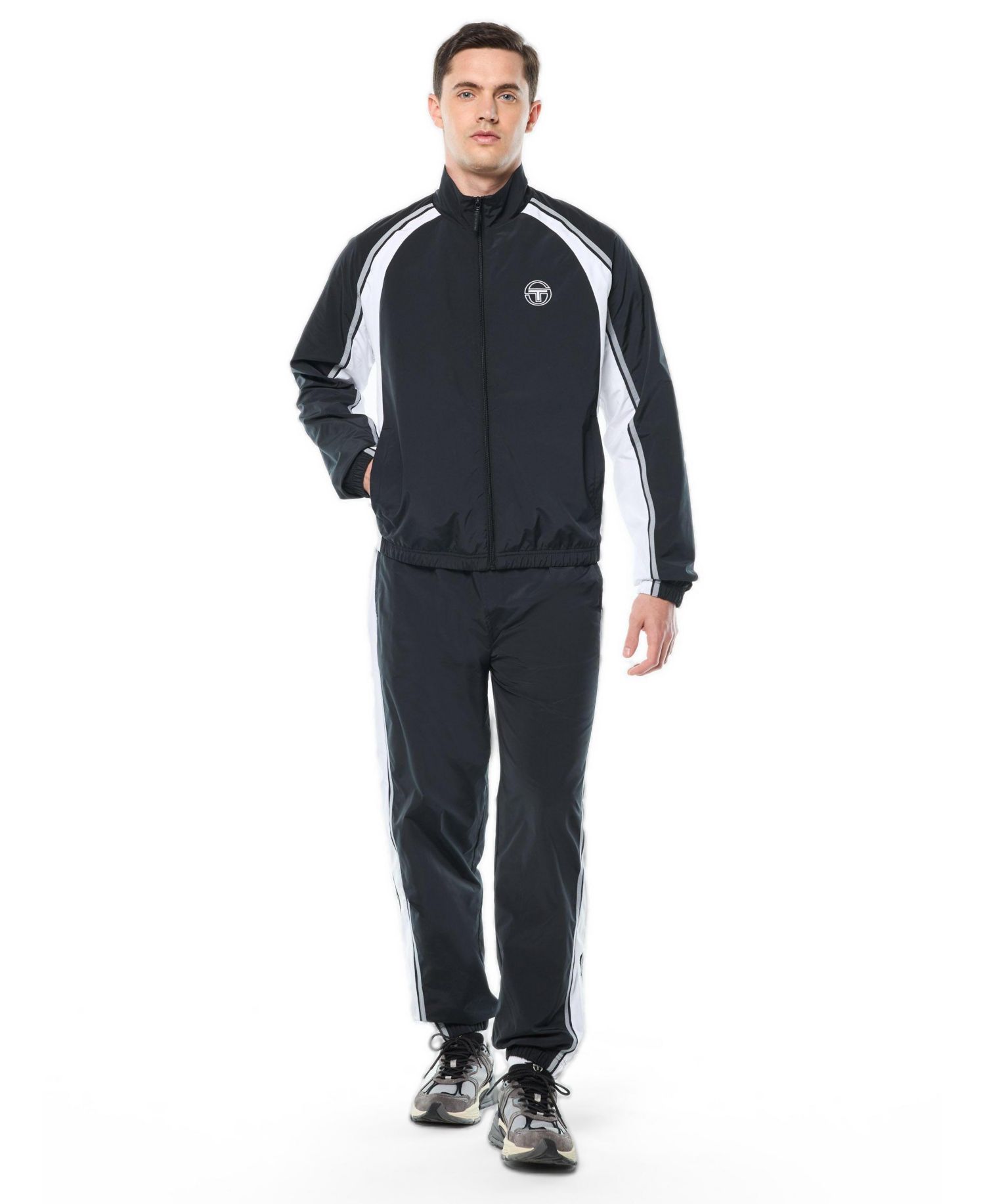 Men's Fico Contrast-Color Panels Raglan-Sleeve Track Jacket