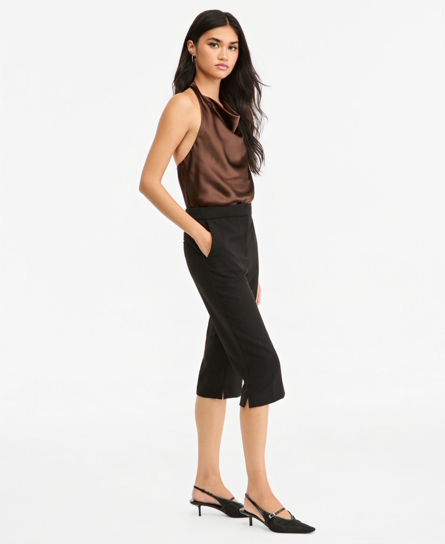 Women's Mid-Rise Side-Slit Capris