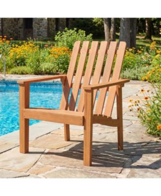Acacia Wood Outdoor Adirondack Patio Chair with Slatted Backrest and Contoured Seat