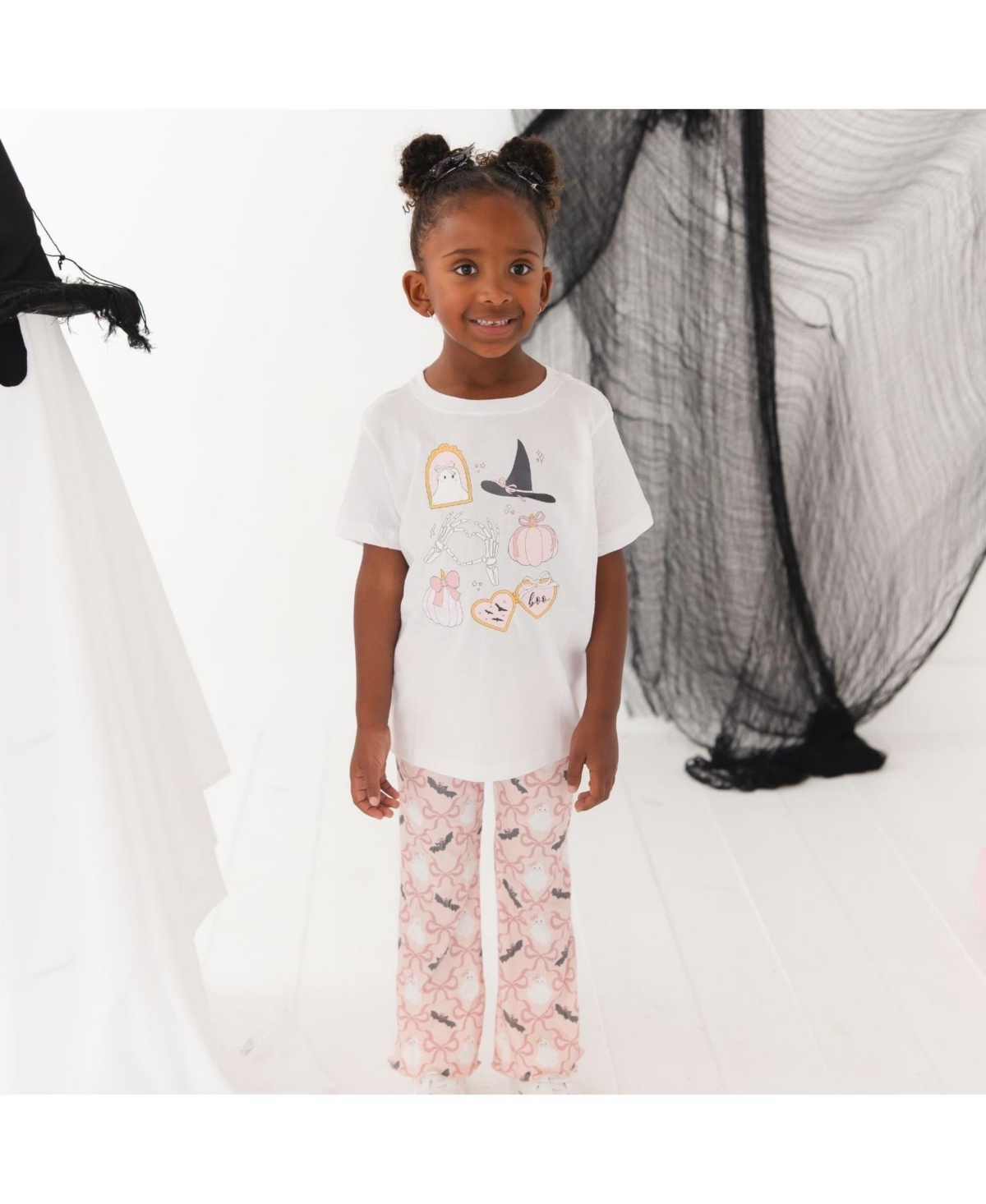 Sweet Wink Little Girls Spooky Girlie Halloween Short Sleeve T-Shirt