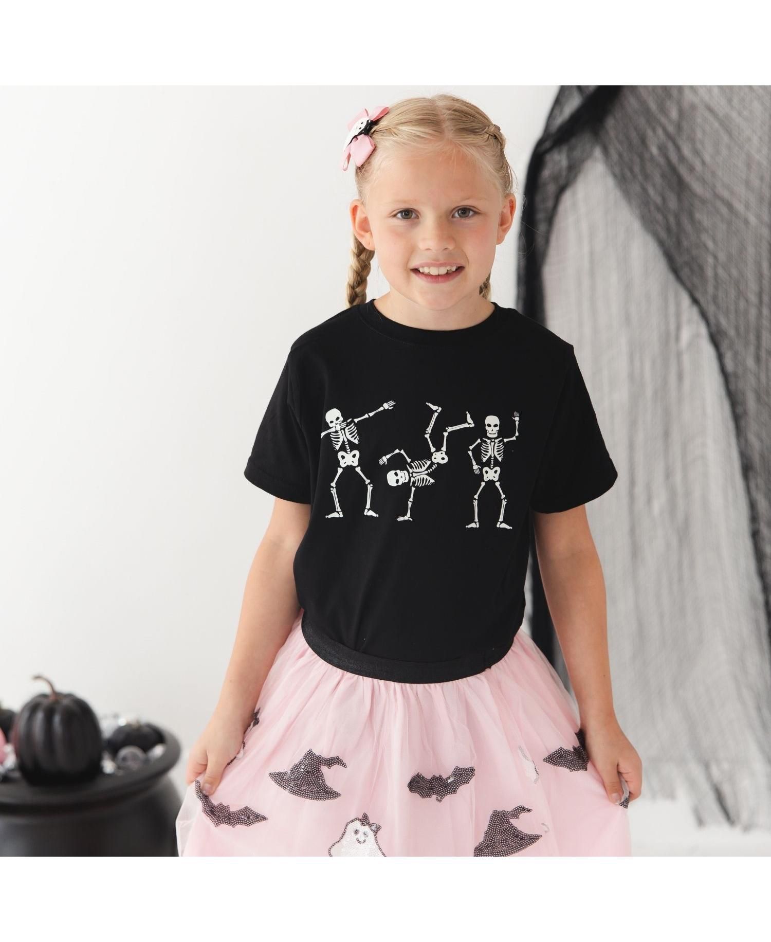 Little Boys Glow In The Dark Silly Skelly Halloween Short Sleeve T-Shirt