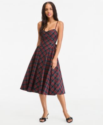 Juniors' Plaid Sweetheart Fit-and-Flare Dress