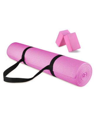 All Purpose High Density No Tear Exercise Mat w/Strap, Pink