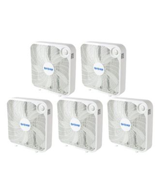 20" Classic Series Floor Box Fan with 3 Speed Settings, 5 Pack, White