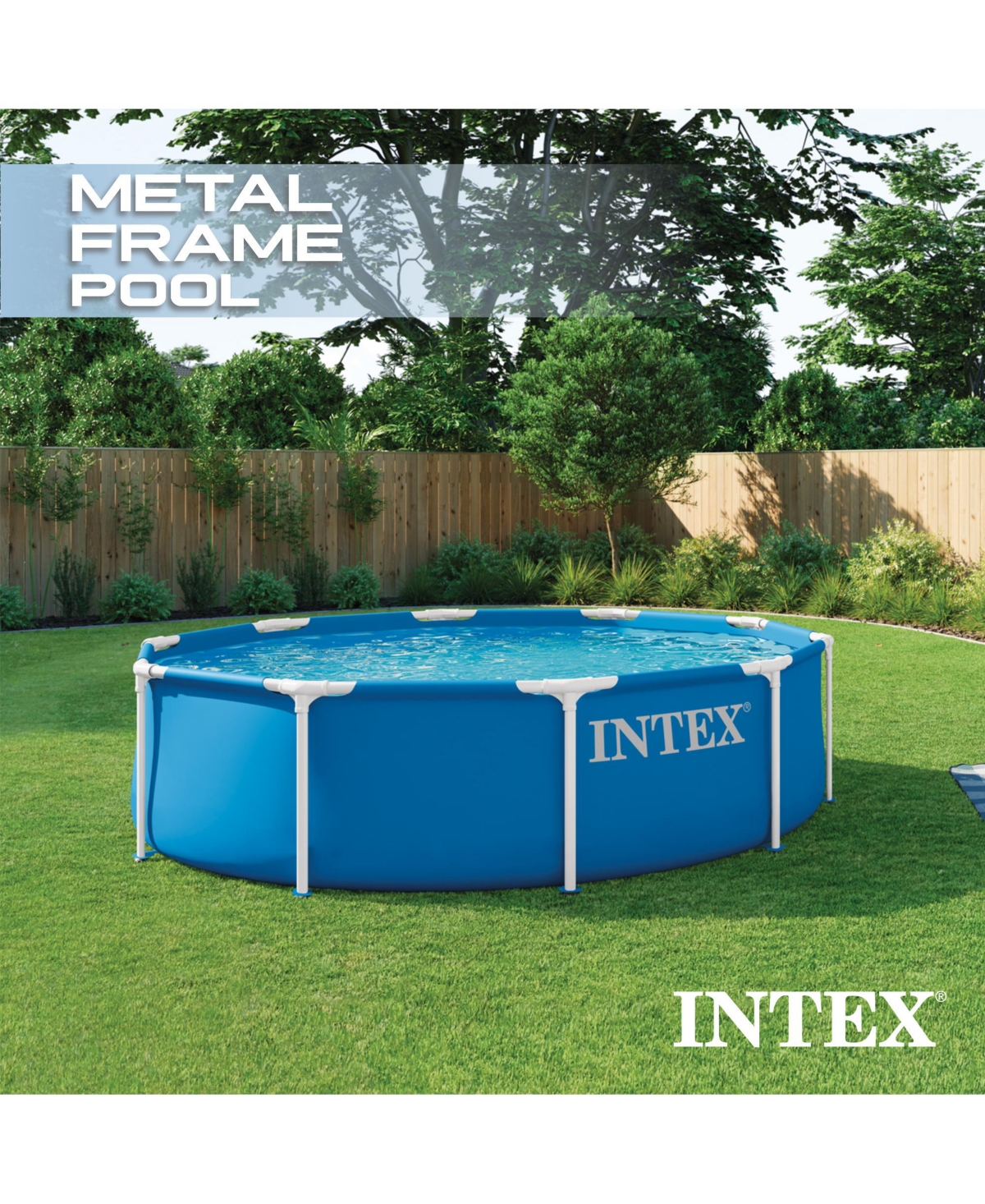 Intex 28201EP 10ft x 30in Metal Frame Above Ground Pool Set w/ Pump and Cartridge