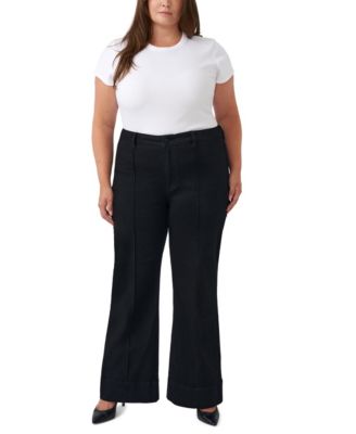 Plus Size High-Waisted Wide-Leg Pintuck Jeans
