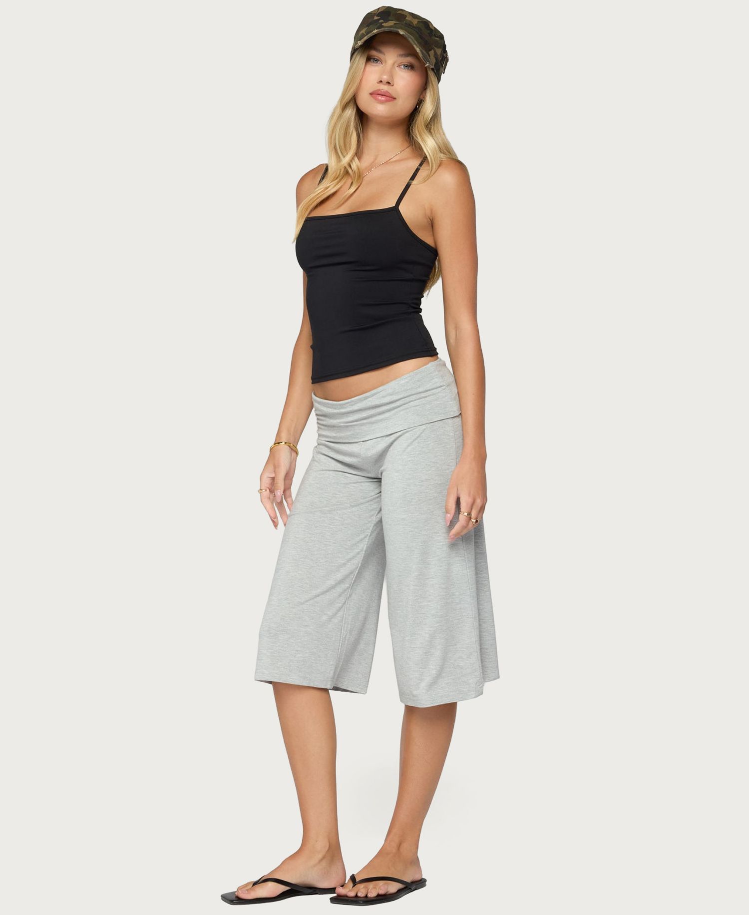 Women's Shirly Wide-Leg Foldover Waistband Capri Pants