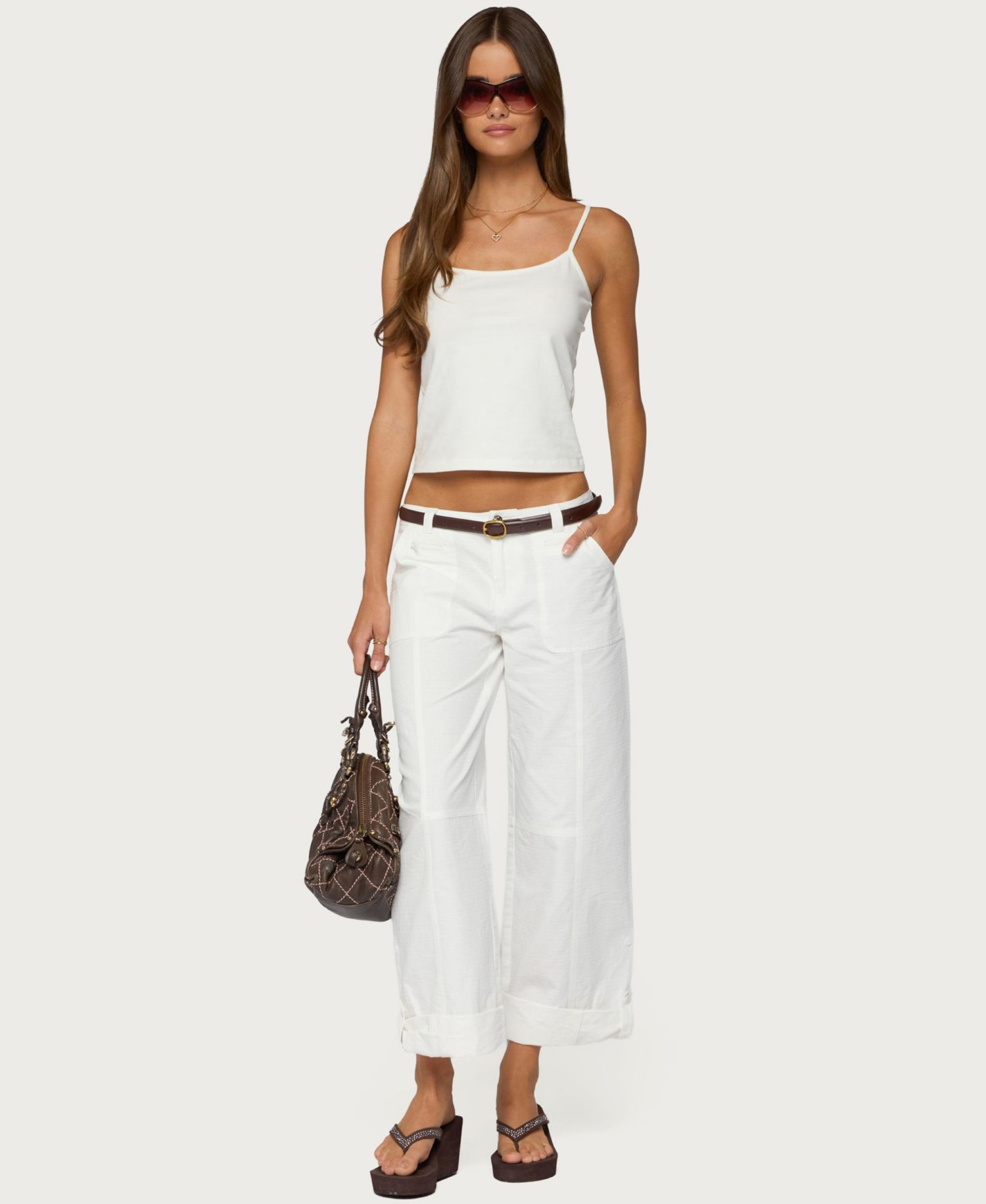 Women's Odettia Low-Rise Wide-Leg Sheer Pants
