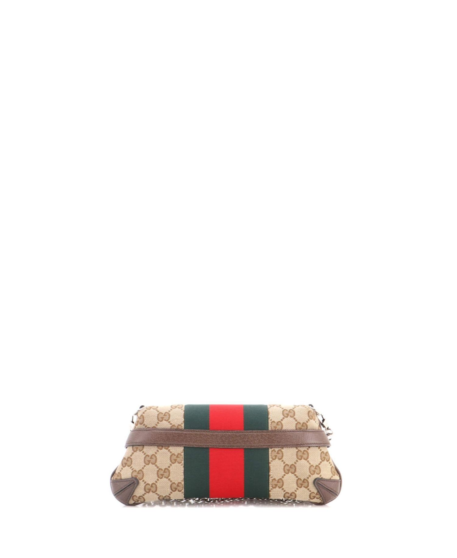 Small Horsebit NM Web Chain Clutch GG Canvas