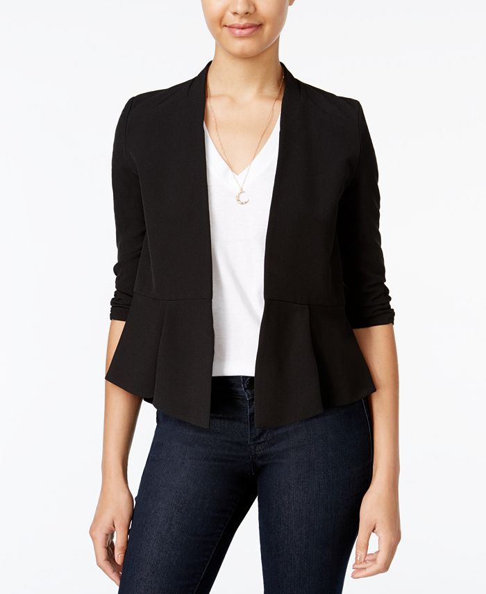 BCX Junior's Ruched 3/4 Sleeve Blazer Black Size X-Small main image 1
