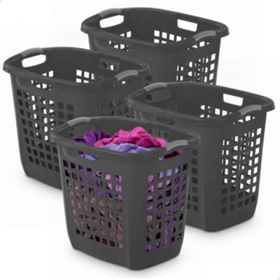 Ultra Easy Carry Laundry Basket, 2.1 Bushel with Handles, Grey, 4 Pack