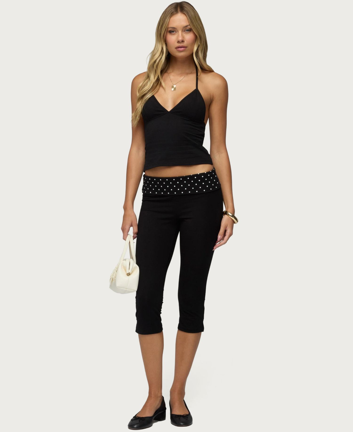 Women's Genni Low-Rise Polka-Dot Capri Pants