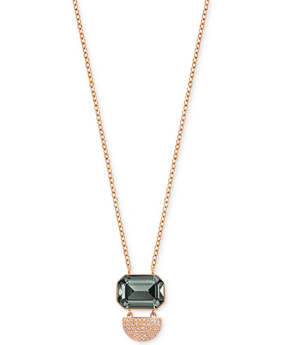 Swarovski Rose Gold-Tone PVD Dark Crystal and Pavé Pendant Necklace