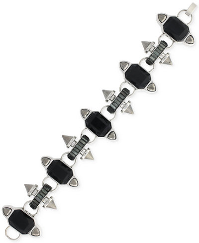BCBGeneration Silver-Tone Black Stone Link Bracelet