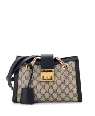 Small Padlock Chain Tote GG Coated Canvas with Leather