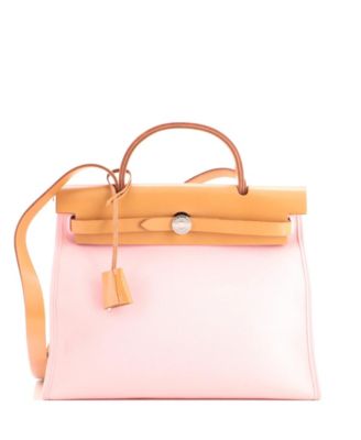 Pre-Owned Hermes 31 Herbag Zip Leather and Toile