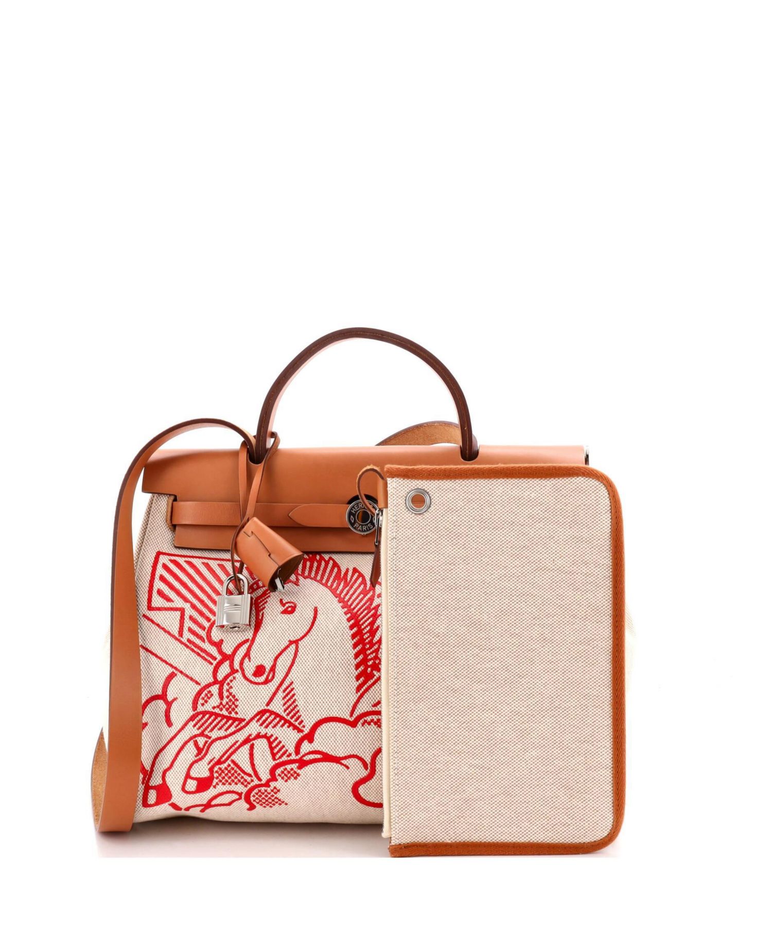 Pre-Owned Hermes 31 Herbag Zip Pegase Pop Toile and Leather