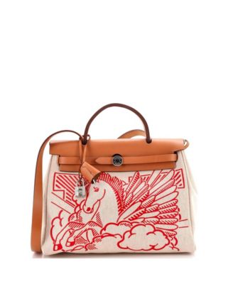 Pre-Owned Hermes 31 Herbag Zip Pegase Pop Toile and Leather