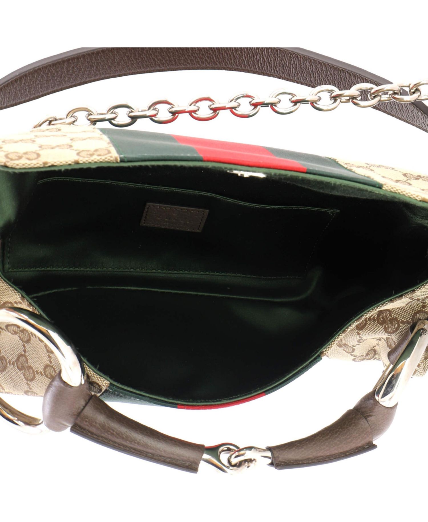 Medium Horsebit NM Web Chain Clutch GG Canvas