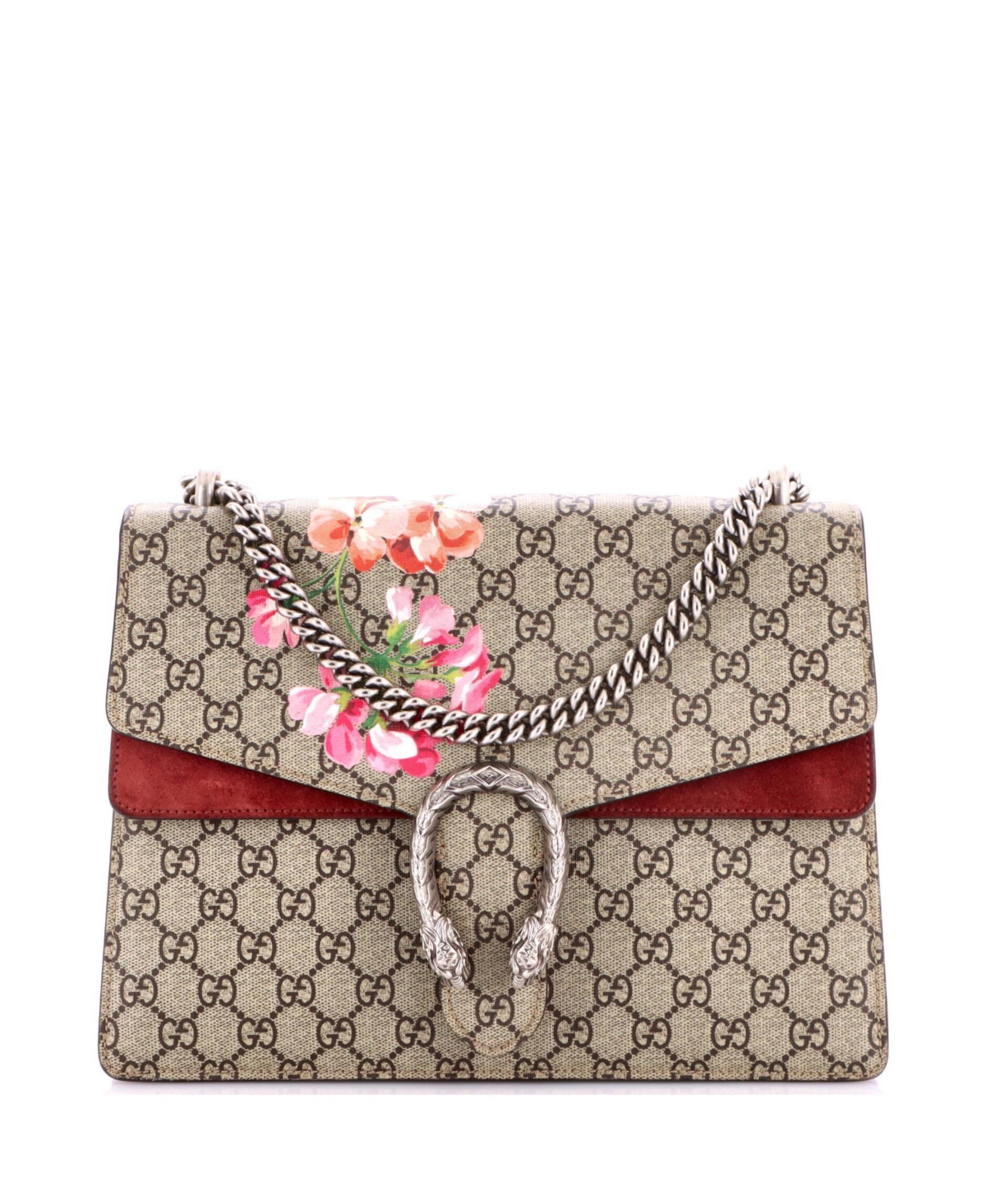 Pre-Owned Gucci Medium Dionysus Bag Blooms Print Gg Coated Canvas - Red