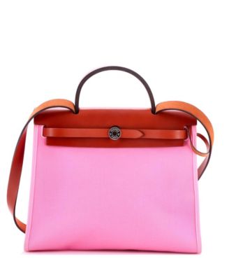 Pre-Owned Hermes 31 Herbag Zip Leather and Toile