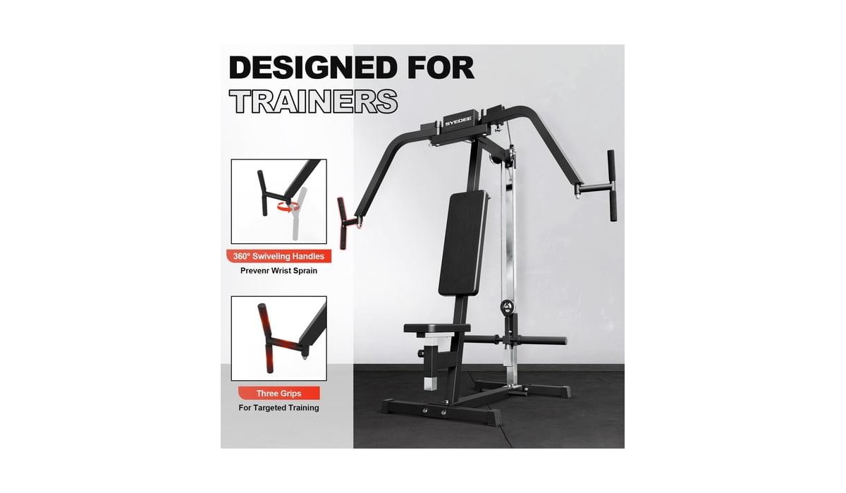Syedee Chest Fly and Reverse Delt Machine, Plate-Loaded Pec Deck, 400 Lbs Upper Body Specialty Machine, 4-Level Seat, 2:1 Ratio, Aluminum Pulleys