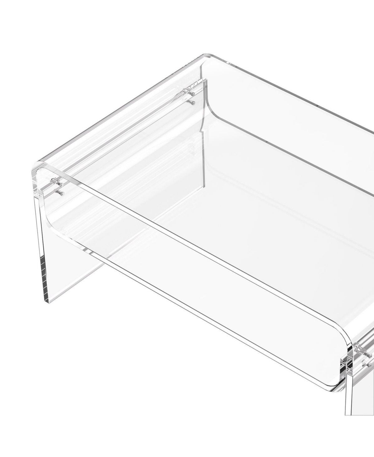 Slickblue Modern Acrylic Coffee Table with Storage Shelf and Rectangle Top